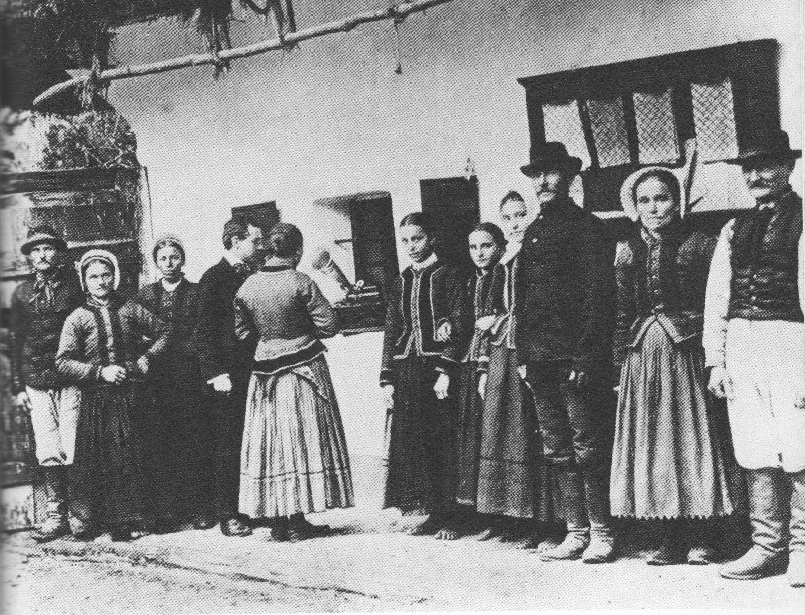 Photo of Bartok recording folk music